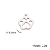20pcs Stainless Steel Dog Paw Fish Charms for Jewelry Making DIY