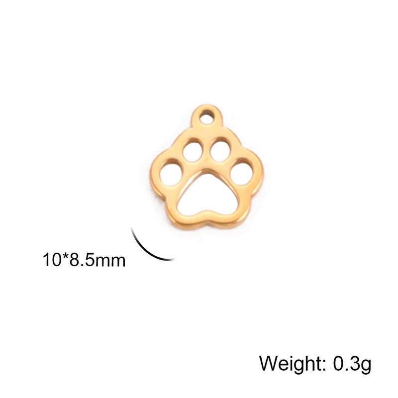 20pcs Stainless Steel Dog Paw Fish Charms for Jewelry Making DIY