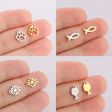 20pcs Stainless Steel Dog Paw Fish Charms for Jewelry Making DIY