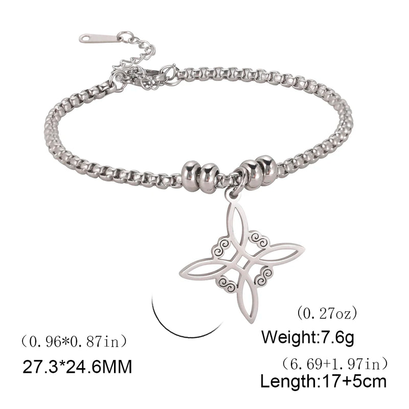 Stainless Steel Witch Knot Bracelet Irish Celtic Witchcraft Couple Jewelry
