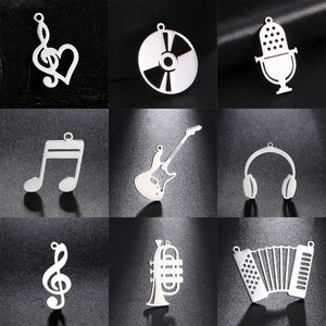 5 pcs Music Note Guitar Charm Pendant for Jewelry Making