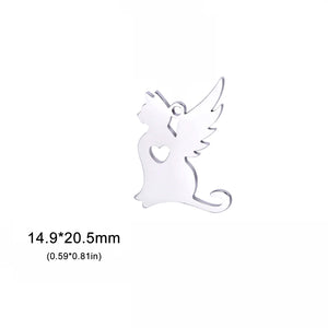 5pcs Pet Memorial Angel Wing Pendant Necklace Stainless Steel