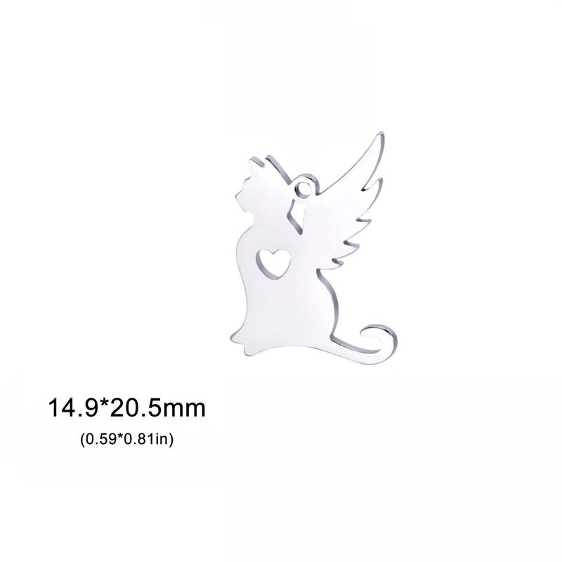 5pcs Pet Memorial Angel Wing Pendant Necklace Stainless Steel