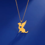 5pcs Pet Memorial Angel Wing Pendant Necklace Stainless Steel