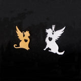 5pcs Pet Memorial Angel Wing Pendant Necklace Stainless Steel