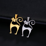 5pcs Couple Cat Stainless Steel Necklace Pendant Lovely Kitten Charms