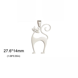 5pcs Couple Cat Stainless Steel Necklace Pendant Lovely Kitten Charms