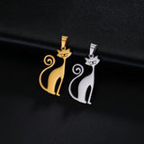 5pcs Couple Cat Stainless Steel Necklace Pendant Lovely Kitten Charms