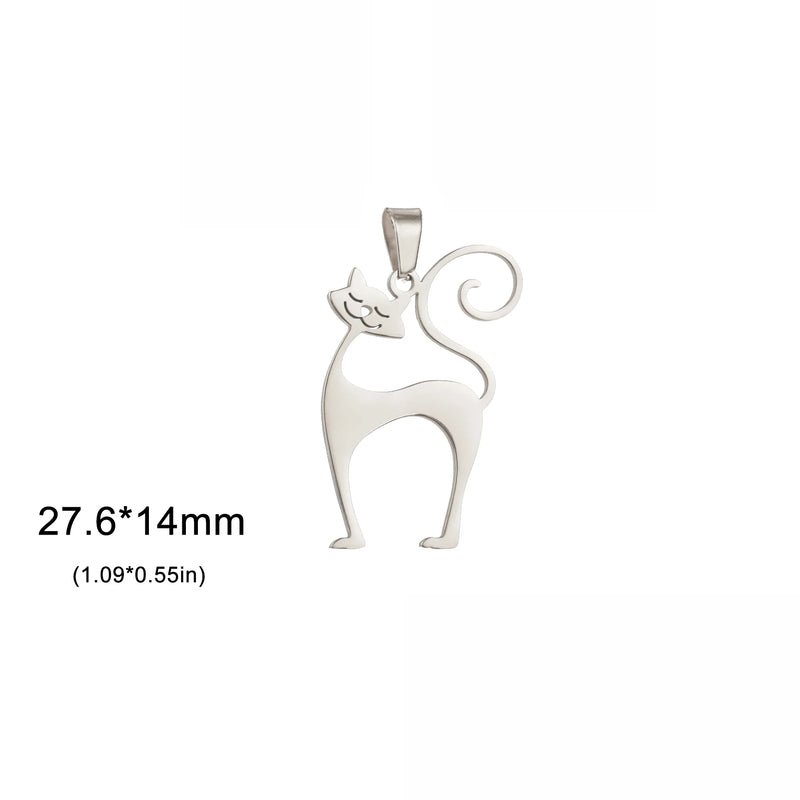 5pcs Couple Cat Stainless Steel Necklace Pendant Lovely Kitten Charms