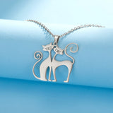 5pcs Couple Cat Stainless Steel Necklace Pendant Lovely Kitten Charms