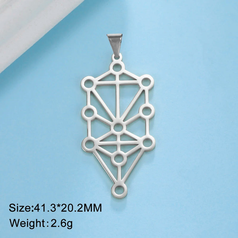 Geometric Tree of Life Pendant for Necklace - Stainless Steel DIY Jewelry