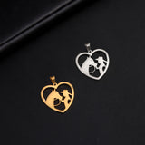 5pcs Heart Girl Horse Pendant Stainless Steel Charm Animal Lover Jewelry