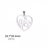 5pcs Heart Girl Horse Pendant Stainless Steel Charm Animal Lover Jewelry