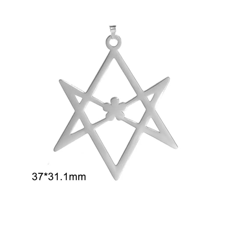 5pcs Stainless Steel Unicursal Hexagram Pendant Thelema Amulet DIY