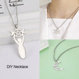 5pcs Triple Moon Pendant Celtics Knot Charm Stainless Steel Jewelry