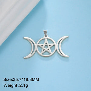 5pcs Triple Moon Pendant Celtics Knot Charm Stainless Steel Jewelry