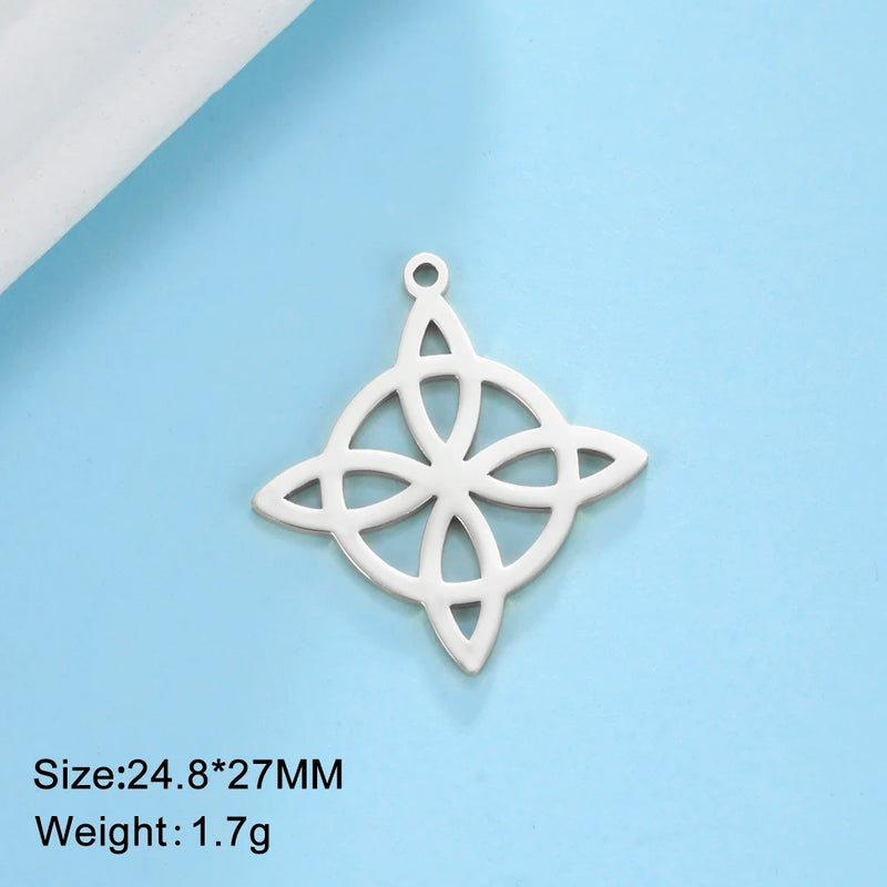 5pcs Witch Knot Celtics Charm Stainless Steel Charm Pendant for Necklace