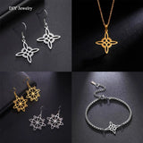 5pcs Witch Knot Necklace Pendant Stainless Steel Charms Wicca DIY Jewelry