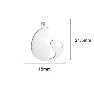 5pcs Cute Cat Pendants for Women's Necklace Stainless Steel Charm Jewelry