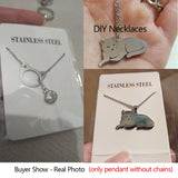 5pcs Cute Cat Pendants for Women's Necklace Stainless Steel Charm Jewelry