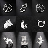 5pcs Cute Cat Pendants for Women's Necklace Stainless Steel Charm Jewelry