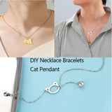 5pcs Cute Cat Pendants for Women's Necklace Stainless Steel Charm Jewelry