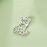 5pcs Cute Cat Pendants for Women's Necklace Stainless Steel Charm Jewelry