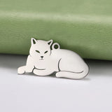 5pcs Cute Cat Pendants for Women's Necklace Stainless Steel Charm Jewelry