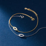 925 Silver Evil Eye Charm Bracelet Adjustable Fine Jewelry