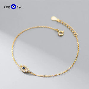 925 Silver Evil Eye Charm Bracelet Adjustable Fine Jewelry