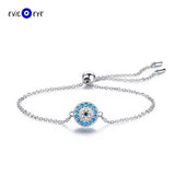 925 Silver Evil Eye Charm Bracelet Dainty Adjustable Zircon Round ES69