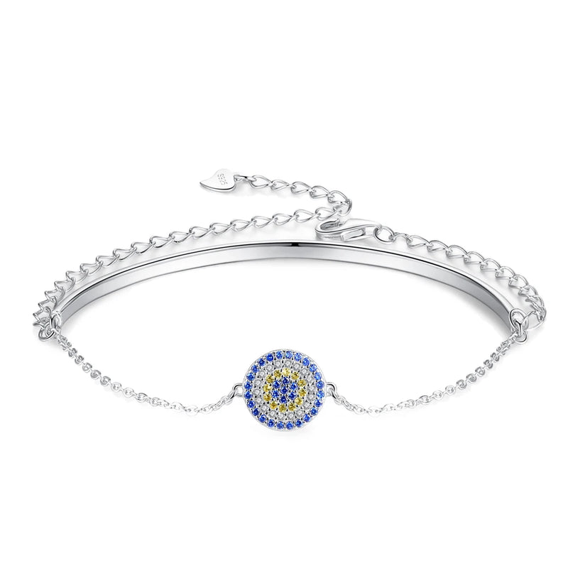 925 Silver Evil Eye Charm Bracelet for Women Girls
