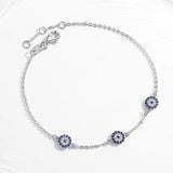 925 Silver Evil Eye Bracelet Micro Pave Zircon Adjustable Women Girls Jewelry