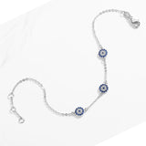 925 Silver Evil Eye Bracelet Micro Pave Zircon Adjustable Women Girls Jewelry