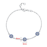 925 Silver Evil Eye Bracelet Micro Pave Zircon Adjustable Women Girls Jewelry