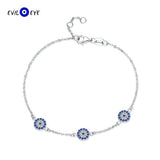 925 Silver Evil Eye Bracelet Micro Pave Zircon Adjustable Women Girls Jewelry