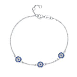 925 Silver Evil Eye Bracelet Micro Pave Zircon Adjustable Women Girls Jewelry