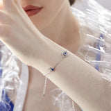 925 Silver Zircon Evil Eye Bracelet for Women Girls