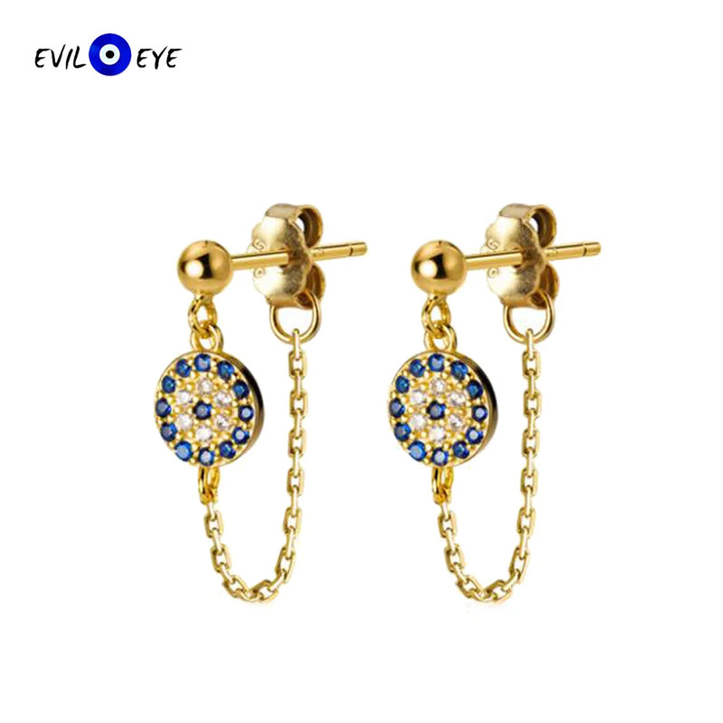 925 Silver Zircon Drop Earrings Chain Dangle ES54
