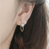 925 Silver Zircon Drop Earrings Chain Dangle ES54