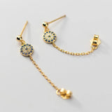 925 Silver Zircon Drop Earrings Chain Dangle ES54