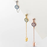 925 Silver Zircon Drop Earrings Chain Dangle ES54