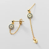925 Silver Zircon Drop Earrings Chain Dangle ES54
