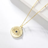 925 Silver Zircon Evil Eye Necklace Long Chain Pendant for Women