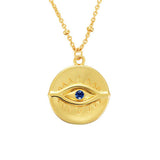 925 Silver Zircon Evil Eye Necklace Long Chain Pendant for Women