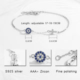 925 Silver Evil Eye Bracelet Zircon Charm Jewelry