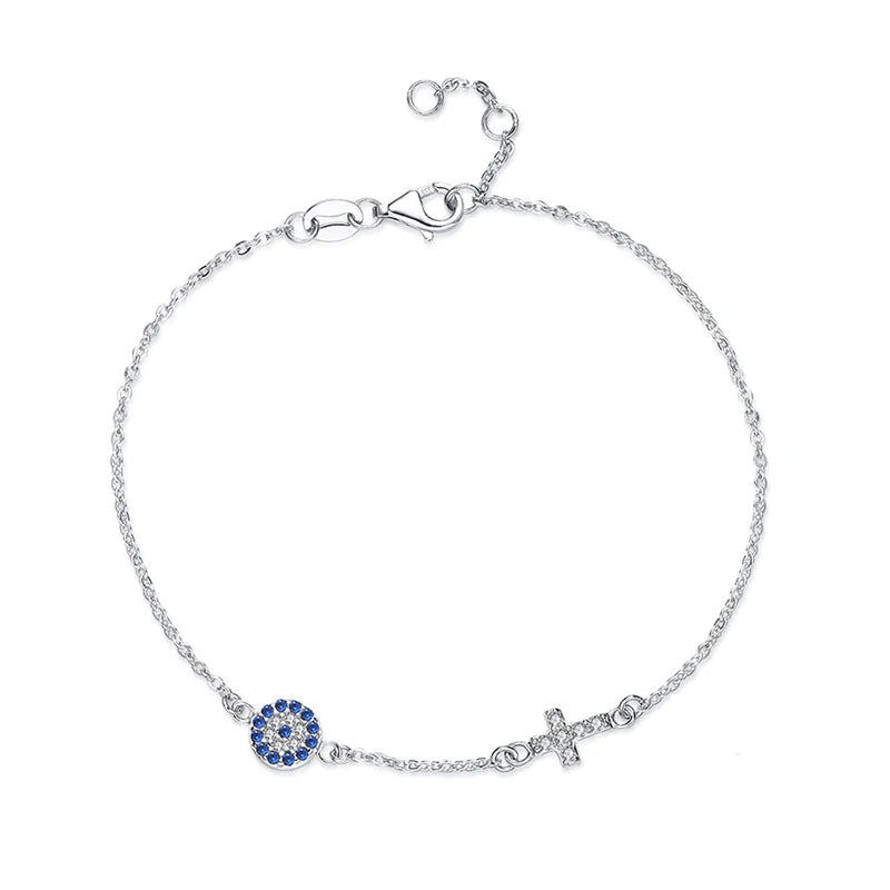 925 Silver Evil Eye Bracelet Zircon Charm Jewelry