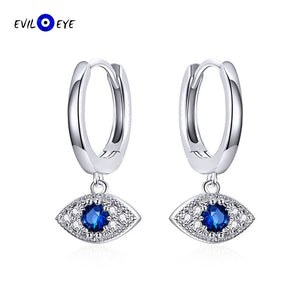 925 Silver Evil Eye Drop Earrings Zircon Dangle ES06