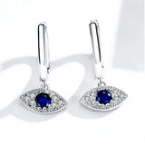 925 Silver Evil Eye Drop Earrings Zircon Dangle ES06