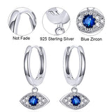 925 Silver Evil Eye Drop Earrings Zircon Dangle ES06